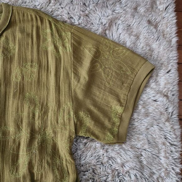 Free People Picking Petals Mini Dress Cardamom Seed Olive Green Women's Large - Picture 7 of 16